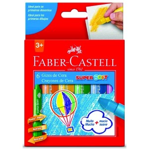 GIZ DE CERA SUPER SOFT RETRÁTIL JUMBO 6 CORES FABER-CASTELL