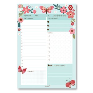 BLOCO TAREFAS DO DIA BORBOLETAS FINA IDEIA