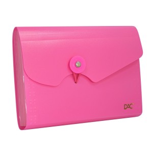 PASTA SANFONADA MINI A6 C/ 5 DIVISÕES ROSA DAC