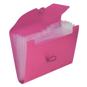 PASTA SANFONADA MINI A6 C/ 5 DIVISÕES ROSA DAC