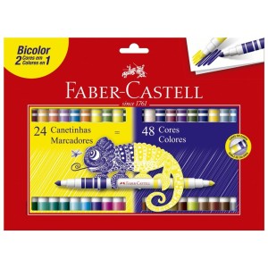 CANETINHA HIDROGRAFICA BICOLOR 24/48 CORES  FABER-CASTELL