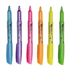 MARCA TEXTO FLASH GLITTER NEON TROPICAL C/6 TRIS