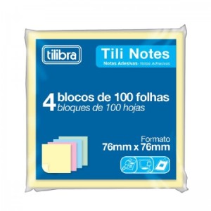 TILI NOTES 76X76MM 4CORES BLOCO TILIBRA
