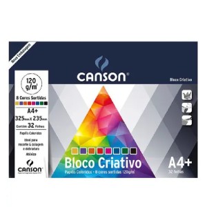 BLOCO COLORIDO CRIATIVO A4+ 120G 8 CORES 32FLS CANSON