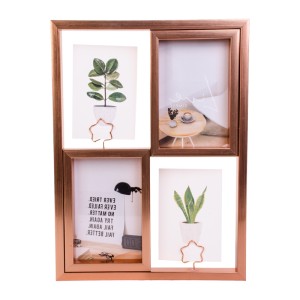 PORTA RETRATO BRONZE 4 FOTOS 10X15CM PLÁSTICO