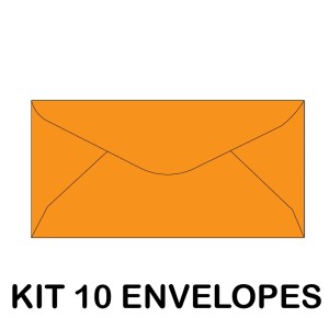 KIT 10 ENVELOPES COLORIDO 114X229MM LARANJA