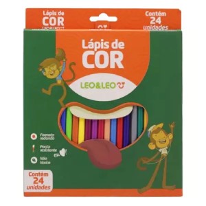 LÁPIS COR 24 CORES REDONDO LEO E LEO