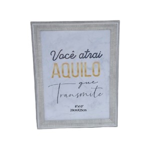 PORTA RETRATO CINZA VOCÊ ATRAI 20X25CM PLÁSTICO