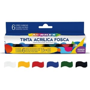 TINTA ACRÍLICA FOSCA 15ML 6 CORES ART TEEN ACRILEX