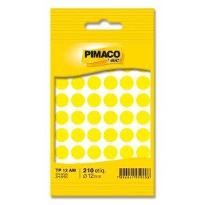 ETIQUETA ADESIVA TP 12 AM 210 UNIDS 12MM AMARELO PIMACO