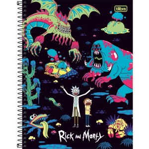 CADERNO ESPIRAL CAPA DURA UNIVERSITÁRIO 10 MATÉRIAS RICK AND MORTY 160 FOLHAS TILIBRA
