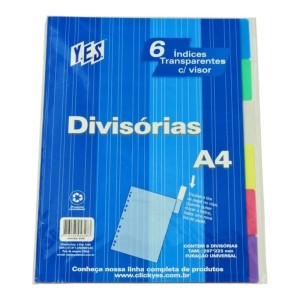 DIVISÓRIA PARA FICHÁRIO UNIVERSITÁRIO 6 CORES YES