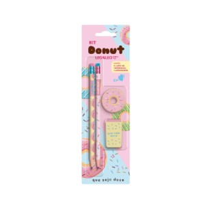 KIT LÁPIS HB DONUT 2 LÁPIS/APONTADOR/BORRACHA LEO&LEO