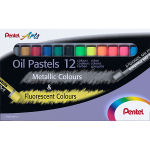 GIZ PASTEL OLEOSO COM 12C METALICAS FLUORESCENTES PENTEL