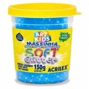 MASSINHA DE MODELAR SOFT GLITTER 150G AZUL 204 ACRILEX