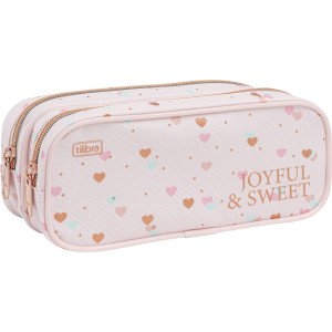 ESTOJO DUPLO GRANDE ACADÉMIE CORAÇÃO METALIZADO TILIBRA