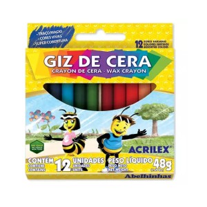 GIZ DE CERA 12 CORES PCT 12 UNIDS ACRILEX