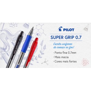 CANETA SUPER GRIP RETRÁTIL 0.7 VERMELHA PILOT