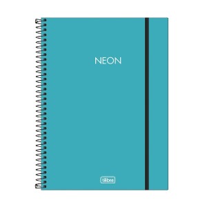 CADERNO ESPIRAL CAPA PLAST UNIV 1M NEON AZUL 80FLS TILIBRA