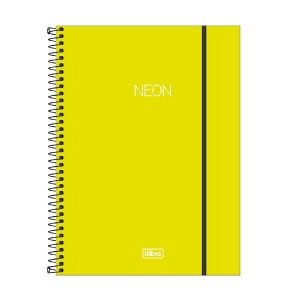 CADERNO ESPIRAL CAPA PLAST UNIV 1M NEON VERDE L. 80F TILIBRA