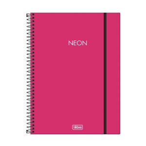 CADERNO ESPIRAL CAPA PLAST UNIV 10M NEON ROSA 160F TILIBRA