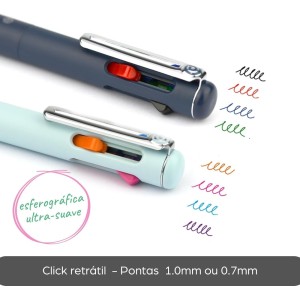 CANETA IZEE 4 CORES 1.0MM CORPO AZUL PENTEL