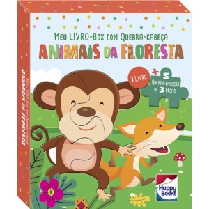 MEU LIVRO-BOX COM QUEBRA CABEÇA ANIMAIS DA FLORESTA HAPPY BOOKS