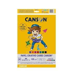 PAPEL CRIATIVO A4 8 CORES 120G 24 FOLHAS CANSON