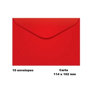 KIT 10 ENVELOPES COLORIDO 114X162MM VERMELHO