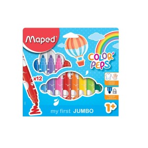 CANETA HIDROGRAFICA COLOR'PEPS JUMBO 12 CORES MAPED