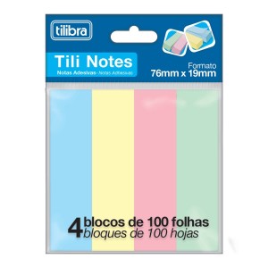 BLOCO ADESIVO TILI NOTES 76X19MM 400 FOLHAS 4 CORES TILIBRA