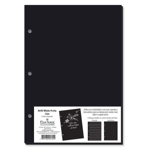 REFIL MIOLO PRETO LISO CADERNO ARGOLADO FINA IDEIA