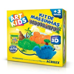 KIT MASSINHAS DE MODELAR DINOSSAUROS INFANTIL 150G ACRILEX