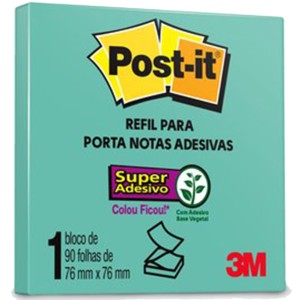 POST-IT NOTAS ADESIVAS AZUL AQUA 90FLS 76X76MM 3M