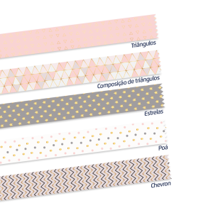WASHI TAPE FITA ADESIVA GEOMETRIC C/ 5 UNIDS LEOARTE