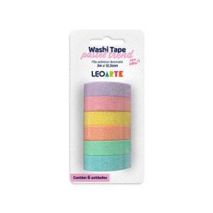 WASHI TAPE FITA ADESIVA PASTEL TREND C/ 6 UNIDS LEOARTE