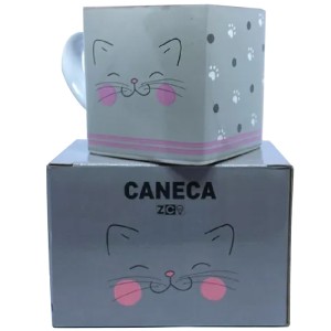 CANECA CUBO 300ML MEOW POWER ZONA CRIATIVA